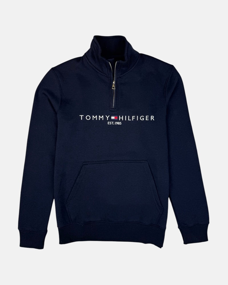 Tommy Premium Cotton Fleece Self Emb Zip-Up (Navy Blue)