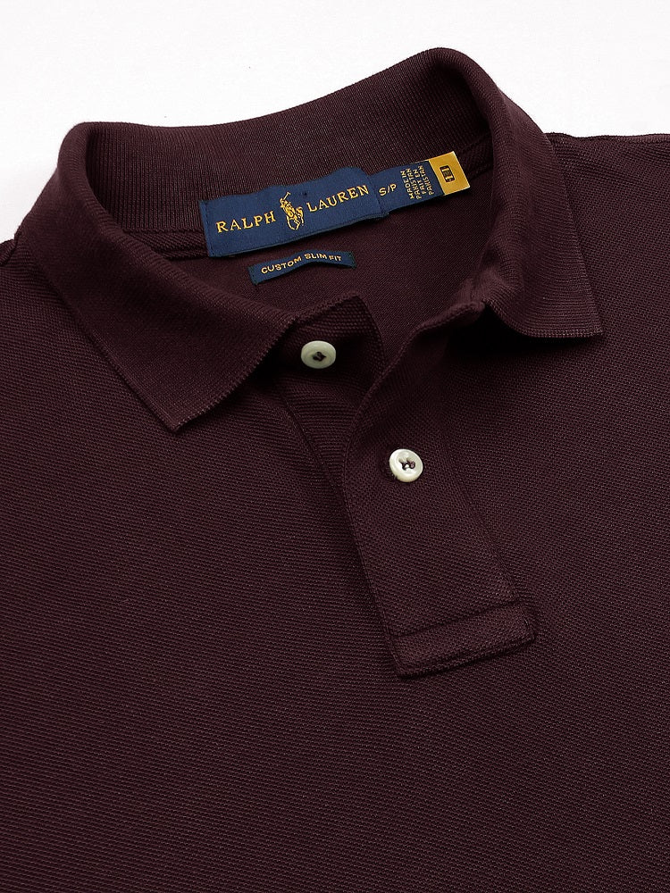 RL Premium Small Pony Pique Cotton Polo Shirt (Maroon)