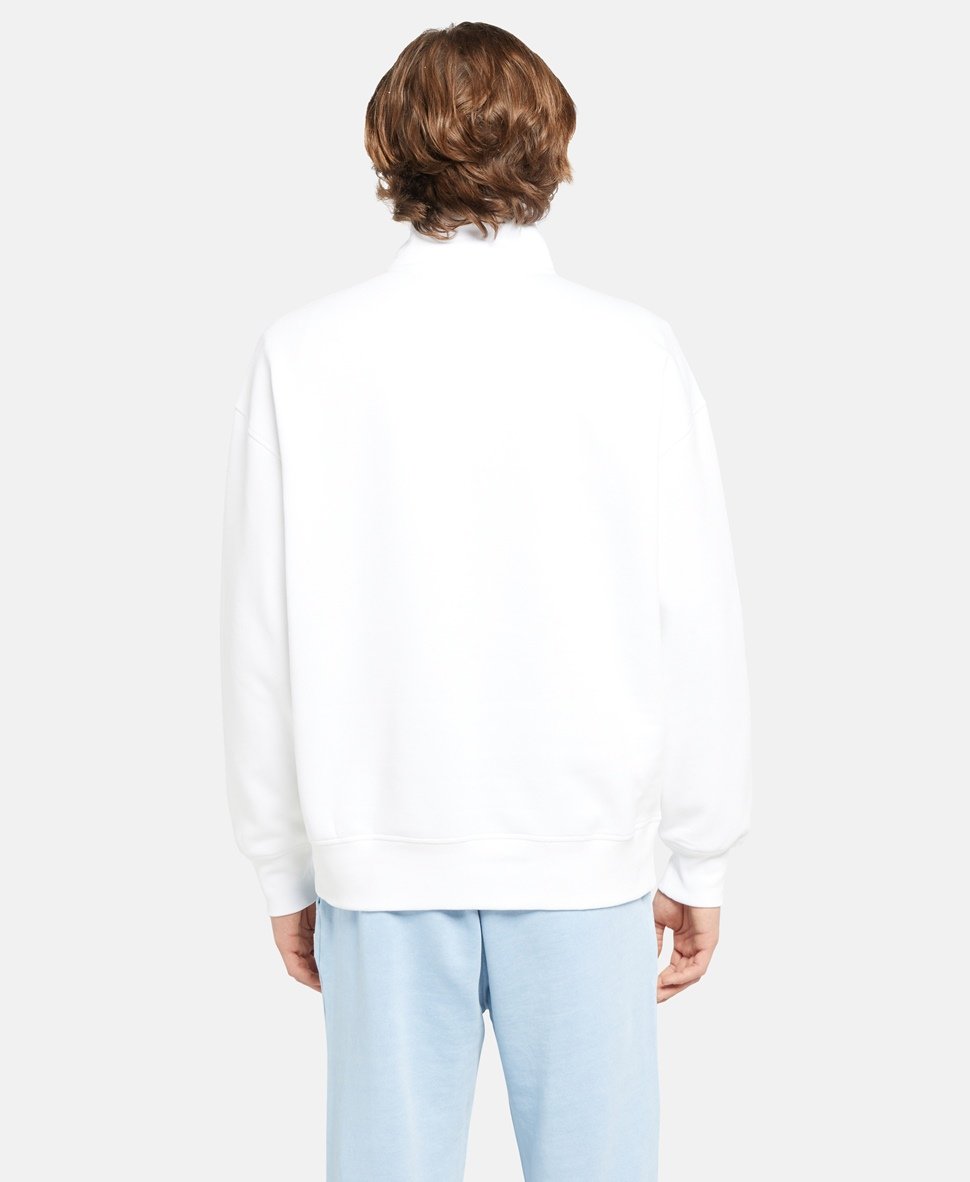 TH EMB HLFGR COTTON FLEECE ZIP-UP (WHITE)