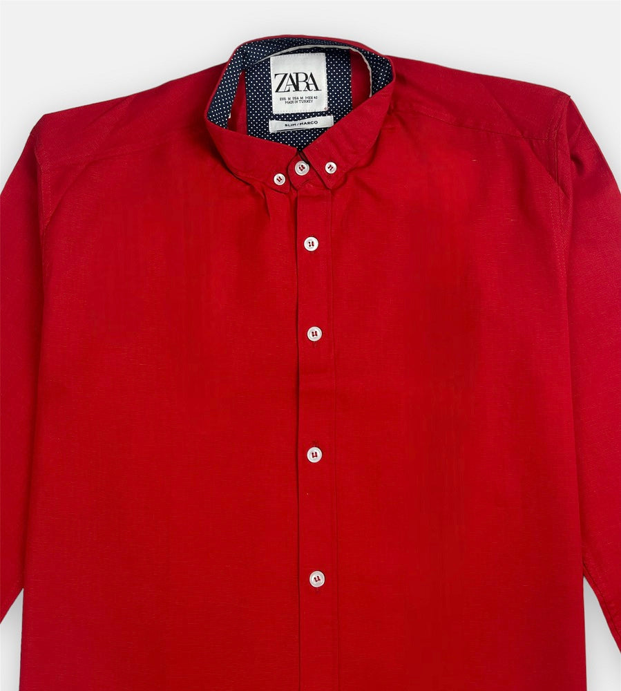 Z.A.R.A Premium Plain Casual Shirt (Red)