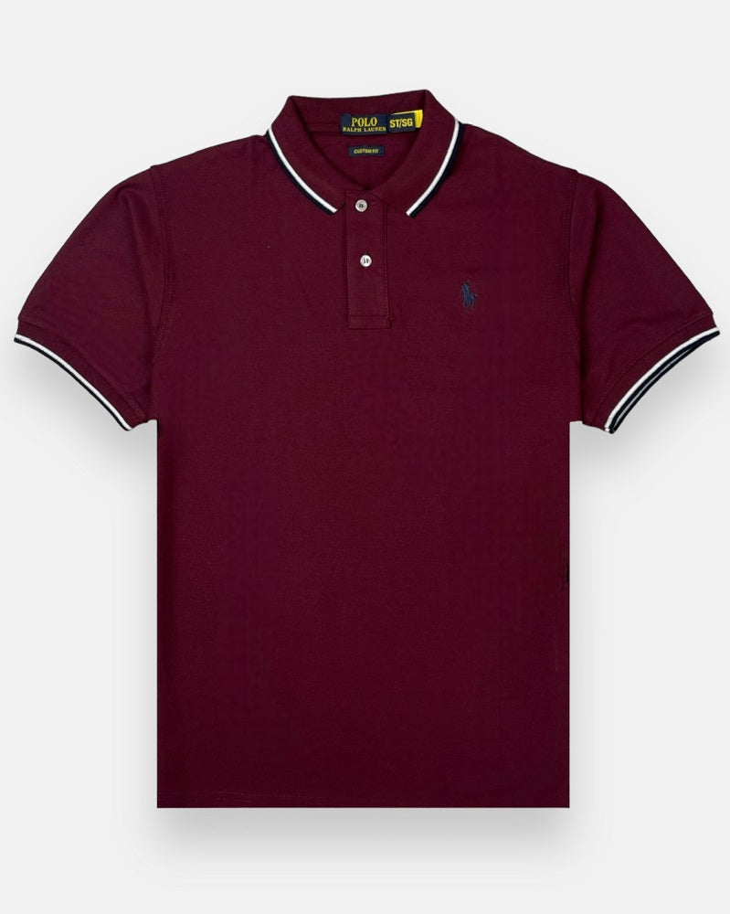 RL Small Pony Tipped Collar Polo Shirt (Mehroon)