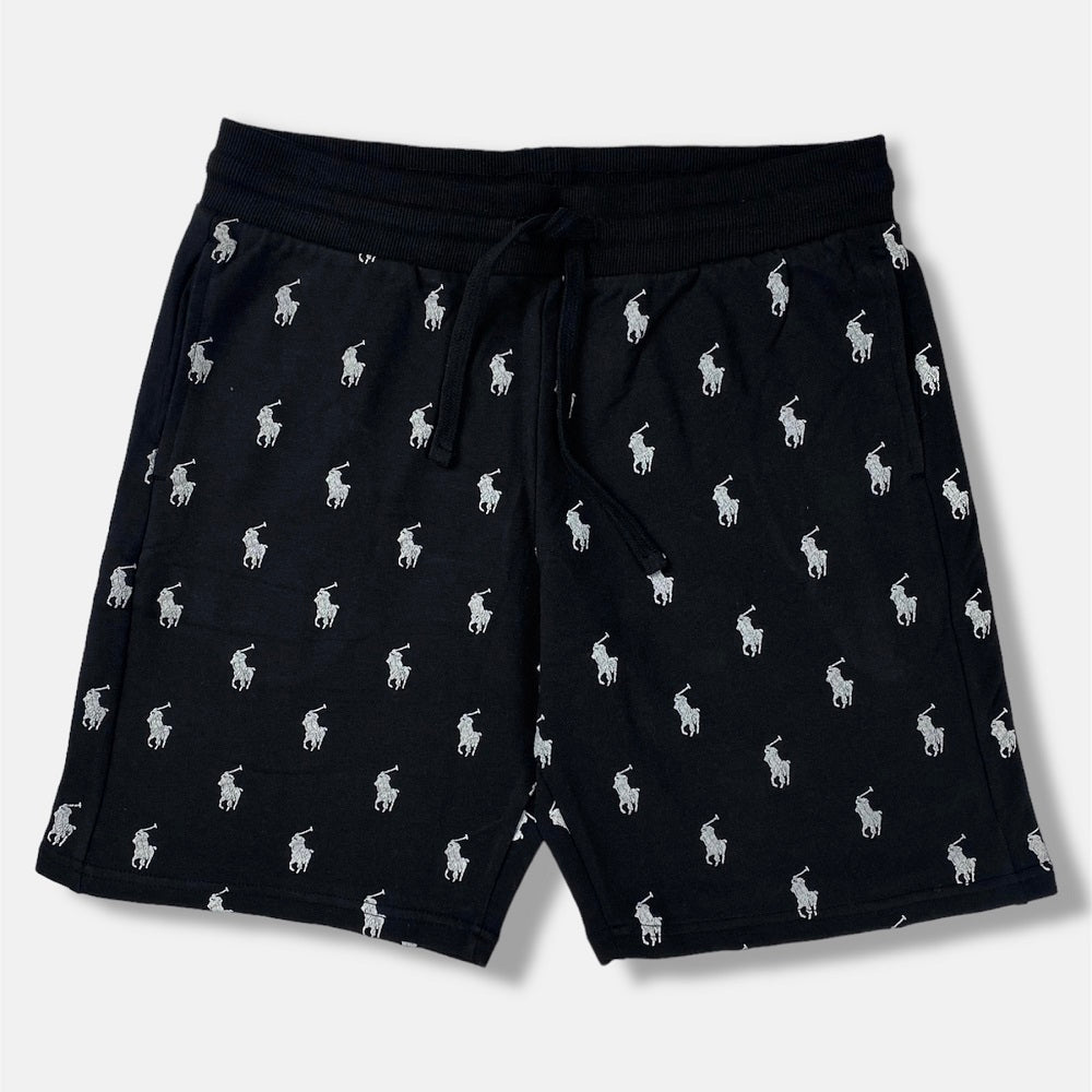 RL Printed Terry Cotton Shorts (Black)