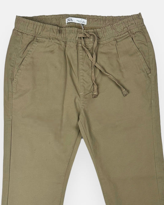 Z.A.R.A Premium Cotton Waist Jogger Trouser (Khaaki)