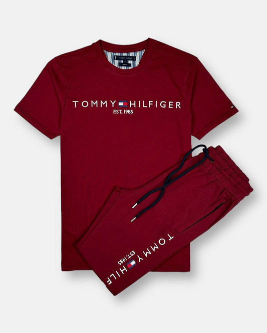 Tommy Premium Cotton Tracksuit (Maroon)