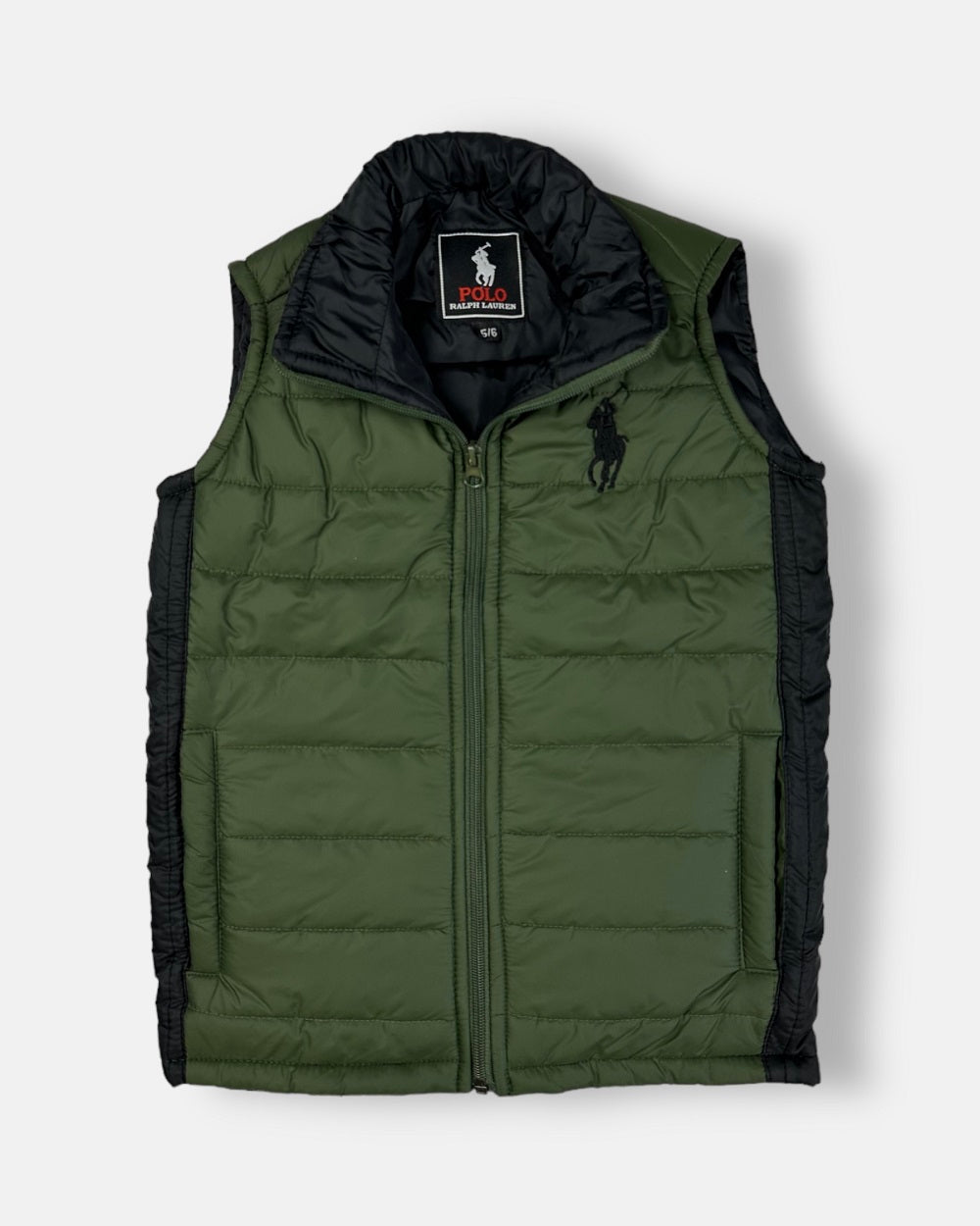 RL Paneled Kids Puffer Jacket Green & Black