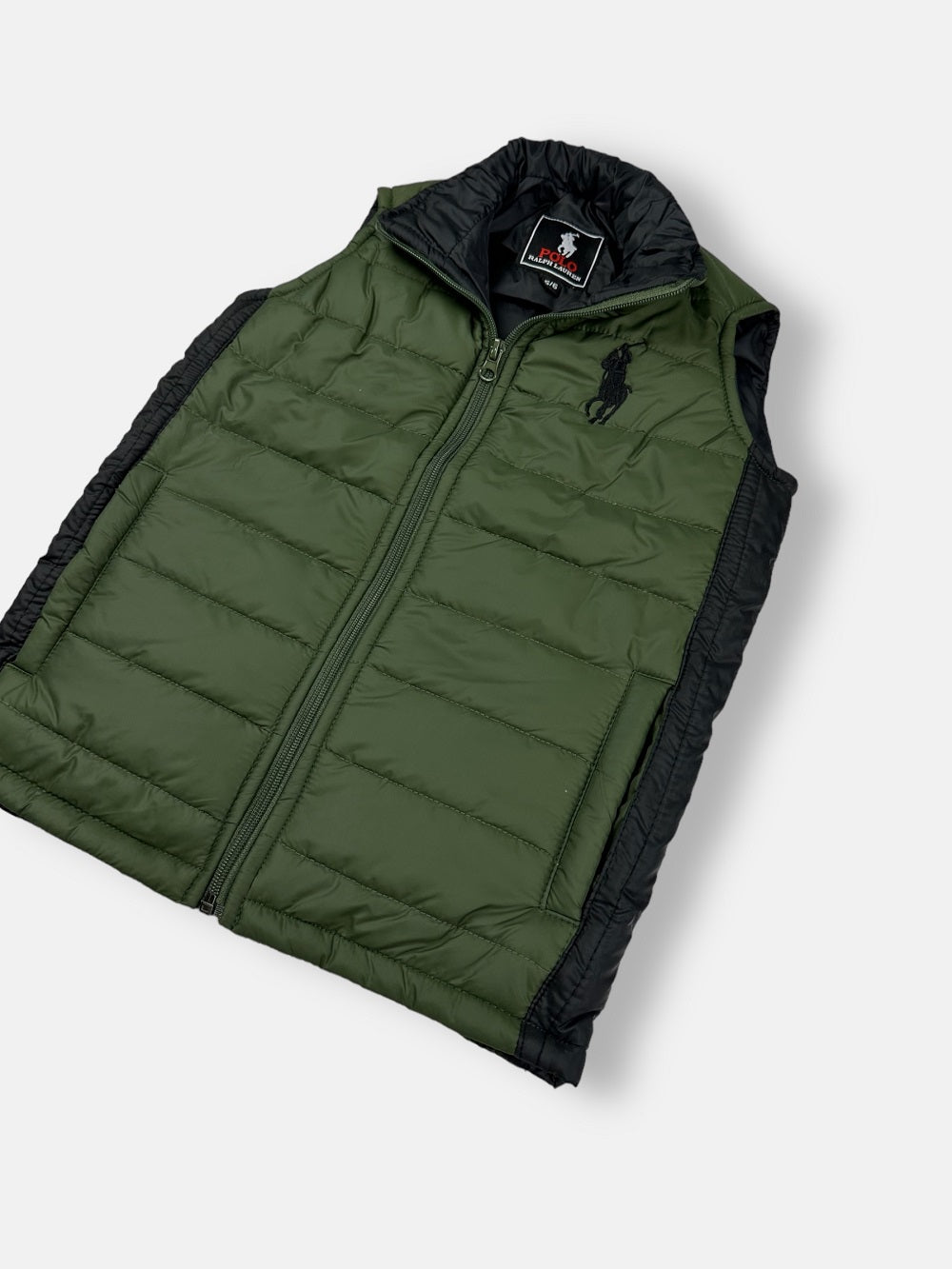 RL Paneled Kids Puffer Jacket Green & Black