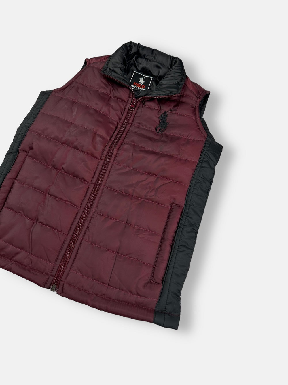 RL Paneled Kids Puffer Jacket Maroon & Black