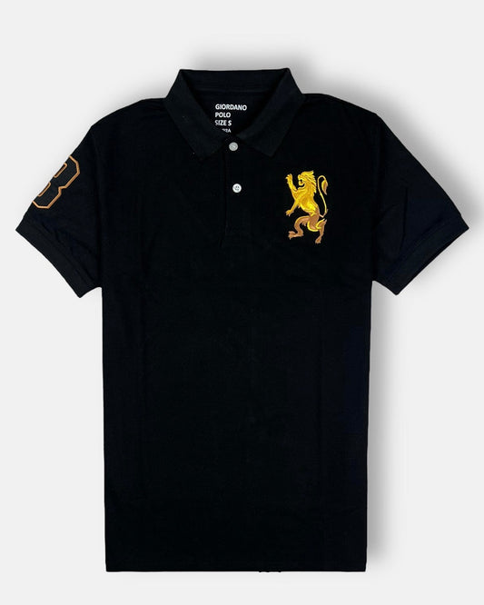 GRDNO Premium 3D Lion polo Shirt Black