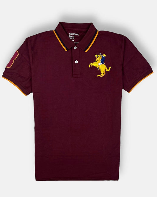 GRDNO Premium Napoleon Cow Boy Polo Shirt Maroon