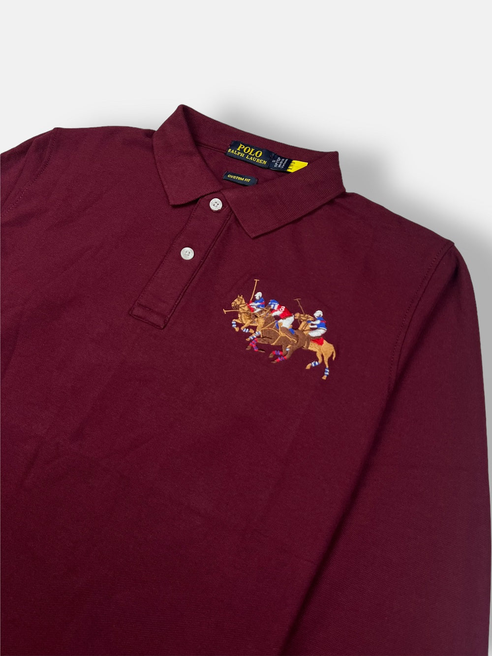 RL 3 Horses Full-Sleeve Polo Shirt Maroon