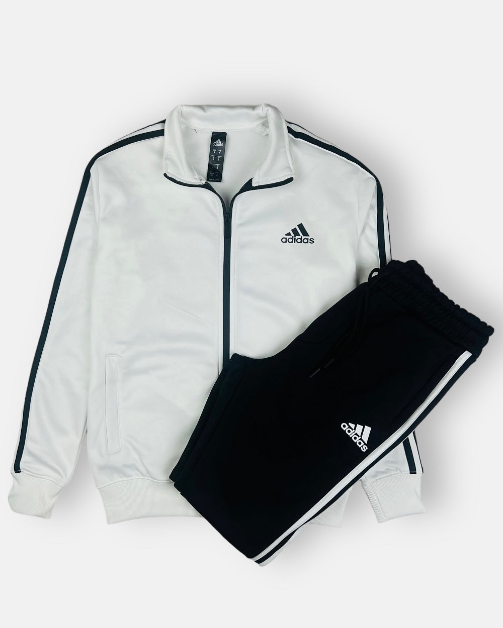 Addas Imported polyester Fleece Tracksuit (White & Black)