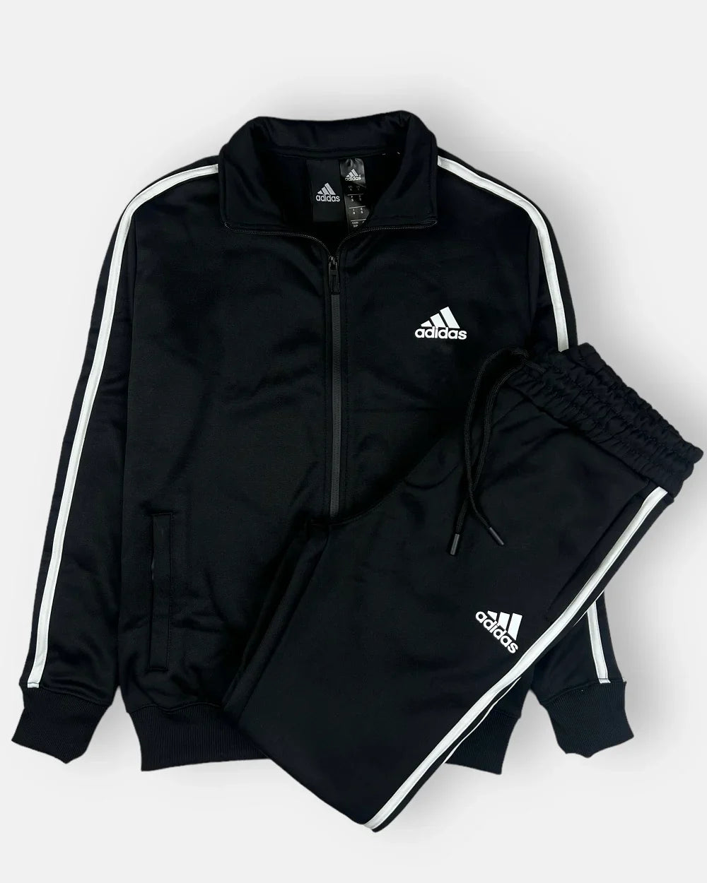 Addas Imported polyester Fleece Tracksuit (Black)