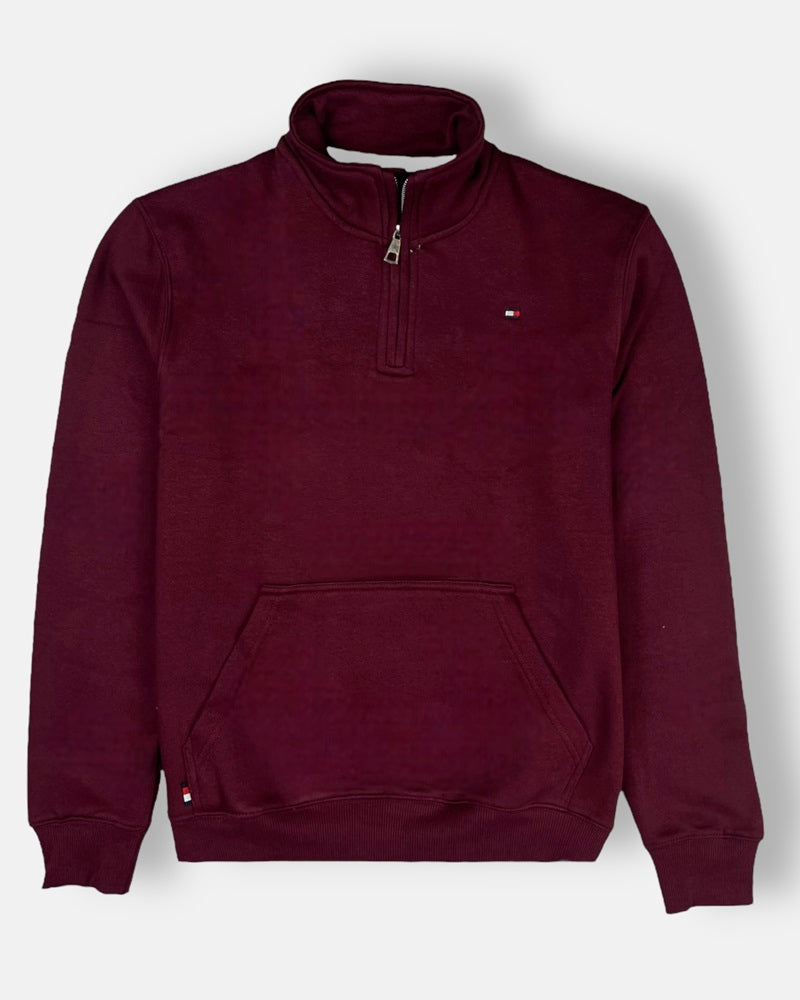 Tommy Premium Cotton Fleece Zip-Up (Maroon)