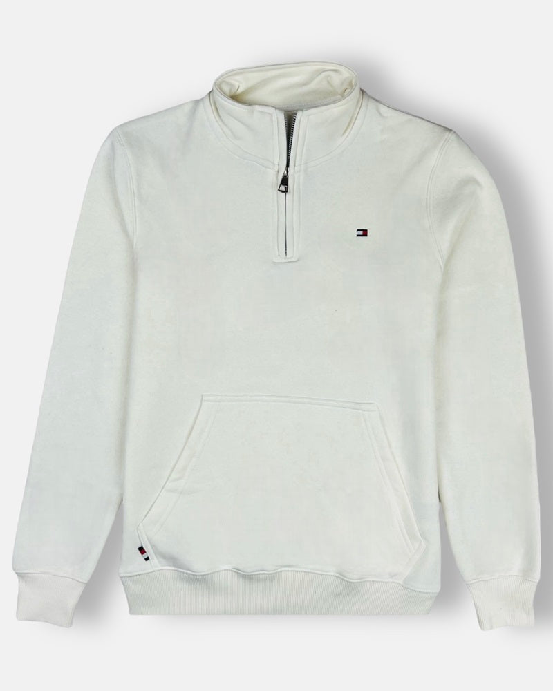 Tommy Premium Cotton Fleece Zip-Up (White)