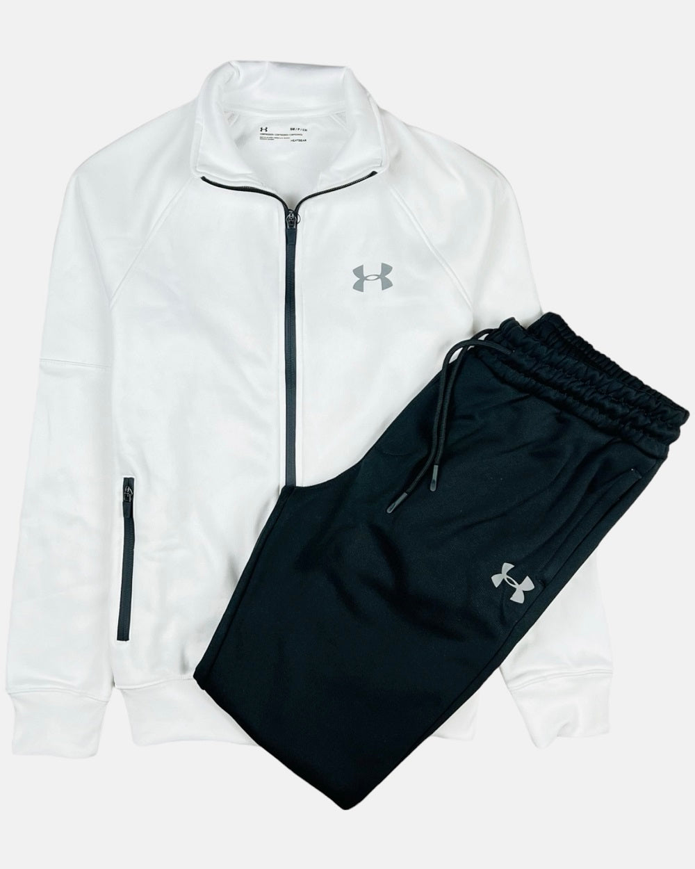 UA Imported polyester Fleece Tracksuit (White & Black)