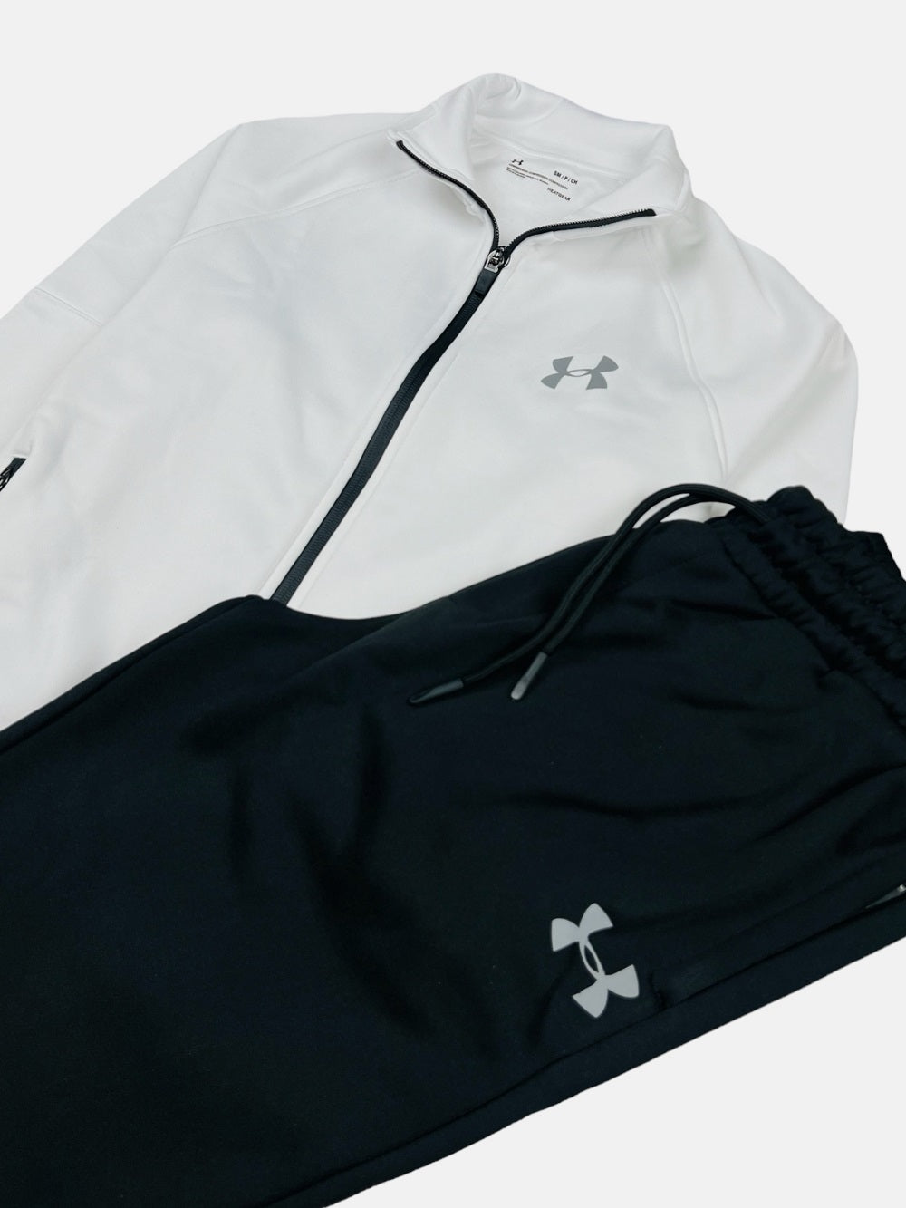 UA Imported polyester Fleece Tracksuit (White & Black)