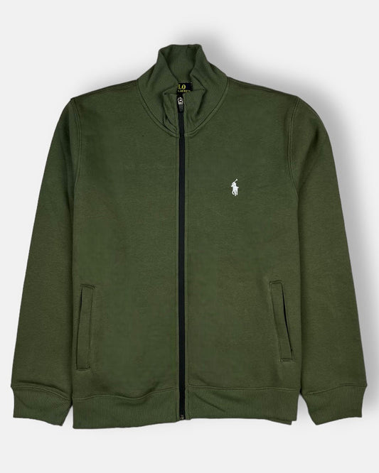 RL Premium Cotton Fleece Zipper  Jacket (Olive Green)