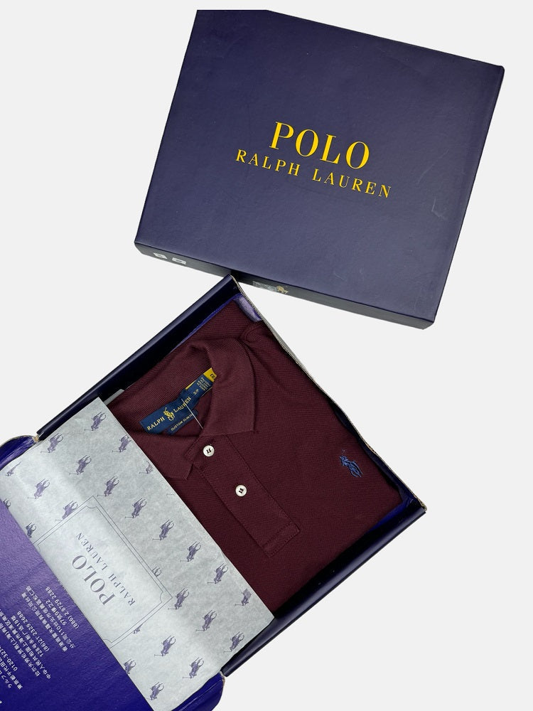 RL Premium Small Pony Pique Cotton Polo Shirt (Maroon)