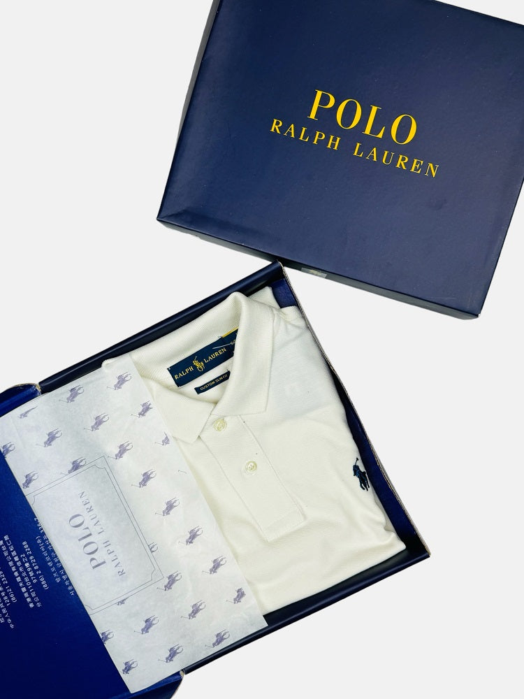 RL Premium Small Pony Pique Cotton Polo Shirt (Off-White)