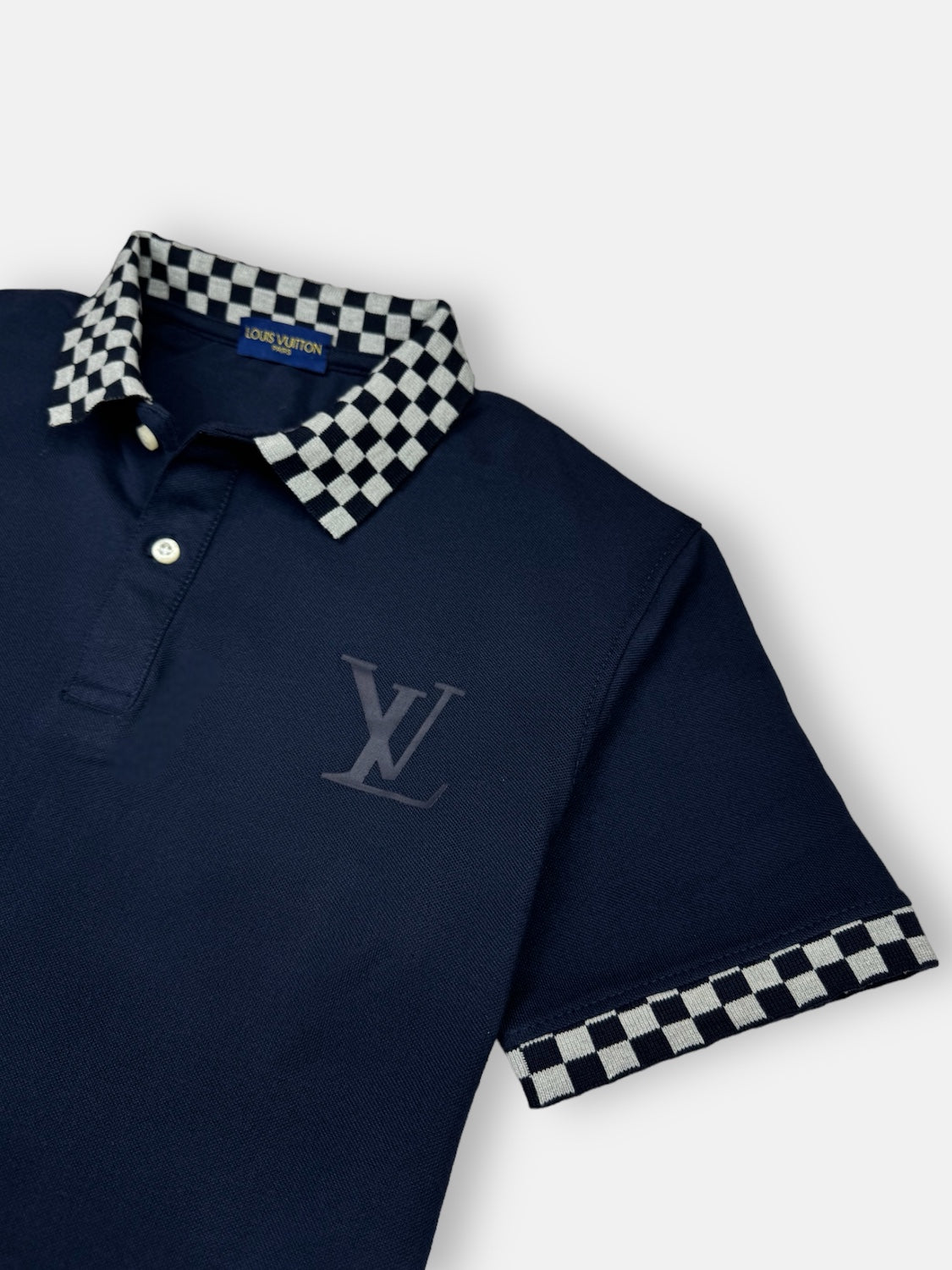 L.V Premium Tipped Colar Polo Shirt (Navy Blue)