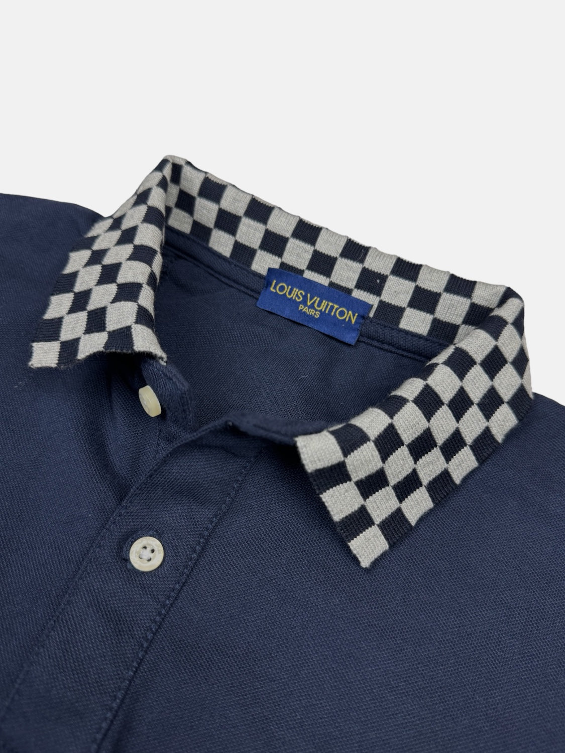 L.V Premium Tipped Colar Polo Shirt (Navy Blue)