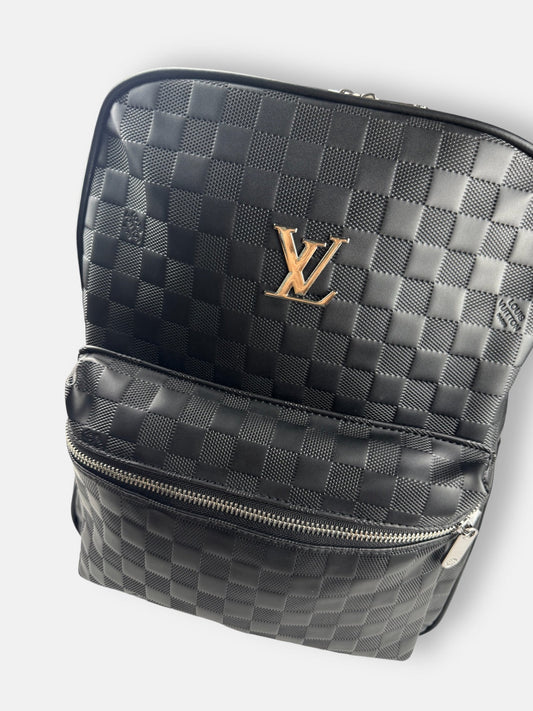 L.V Imported Textured Bag Pack Black