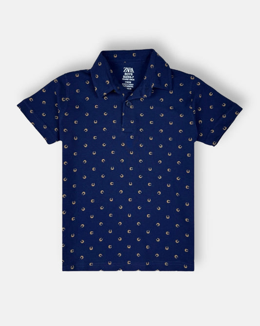 Z.A.R.A Premium Boy’s Polo Shirt AOP (Navy Blue)