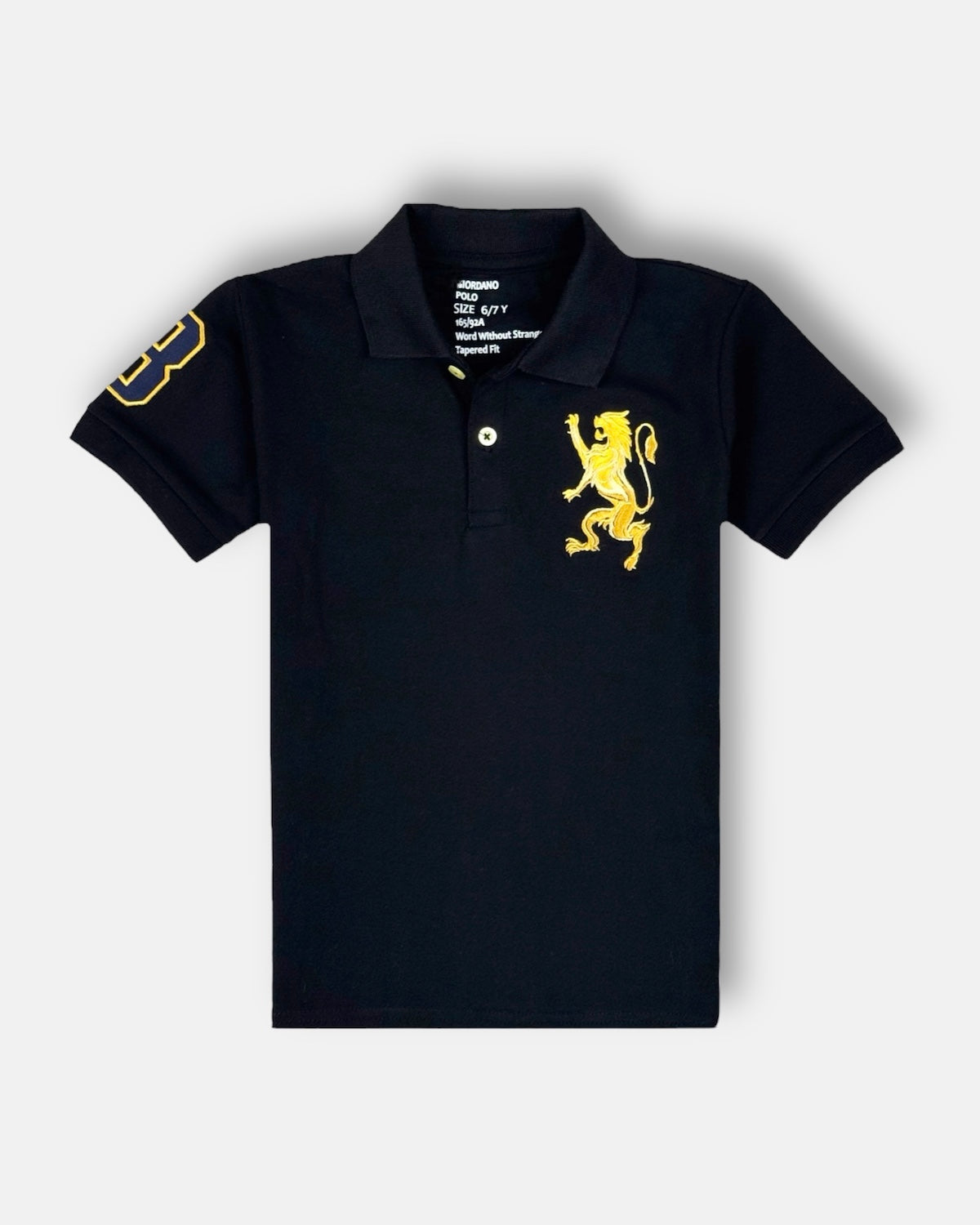 GRDNO Kid's Premium 3D Lion Polo Shirt (Black)