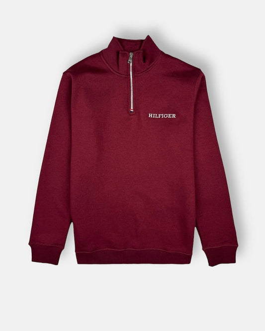 TH Hlfgr Premium Cotton Fleece Zip-up (Maroon)