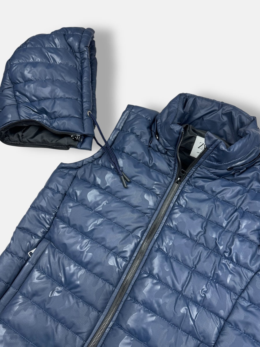 Z.A.R.A Premium Camouflage Puffer Hood Jacket (Navy Blue)