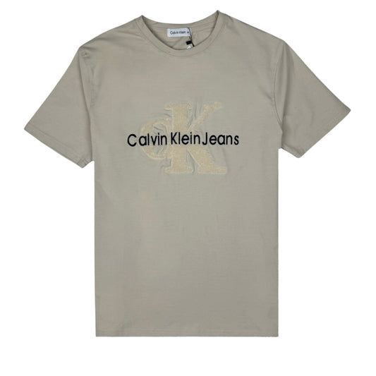 C.K PREMIUM TOWEL EMB COTTON T-SHIRT (STONE)
