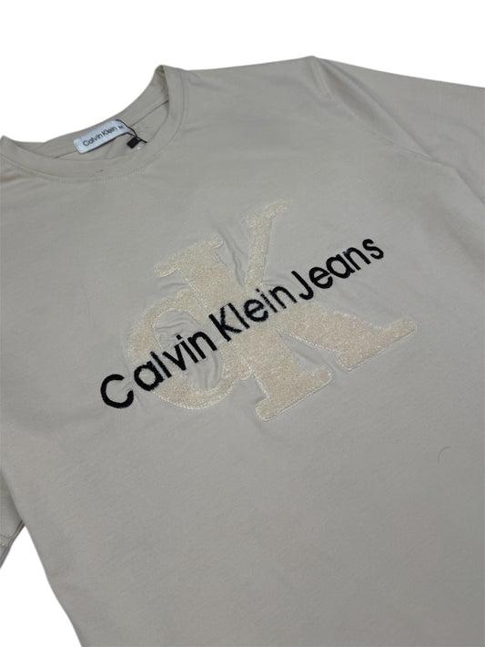 C.K PREMIUM TOWEL EMB COTTON T-SHIRT (STONE)