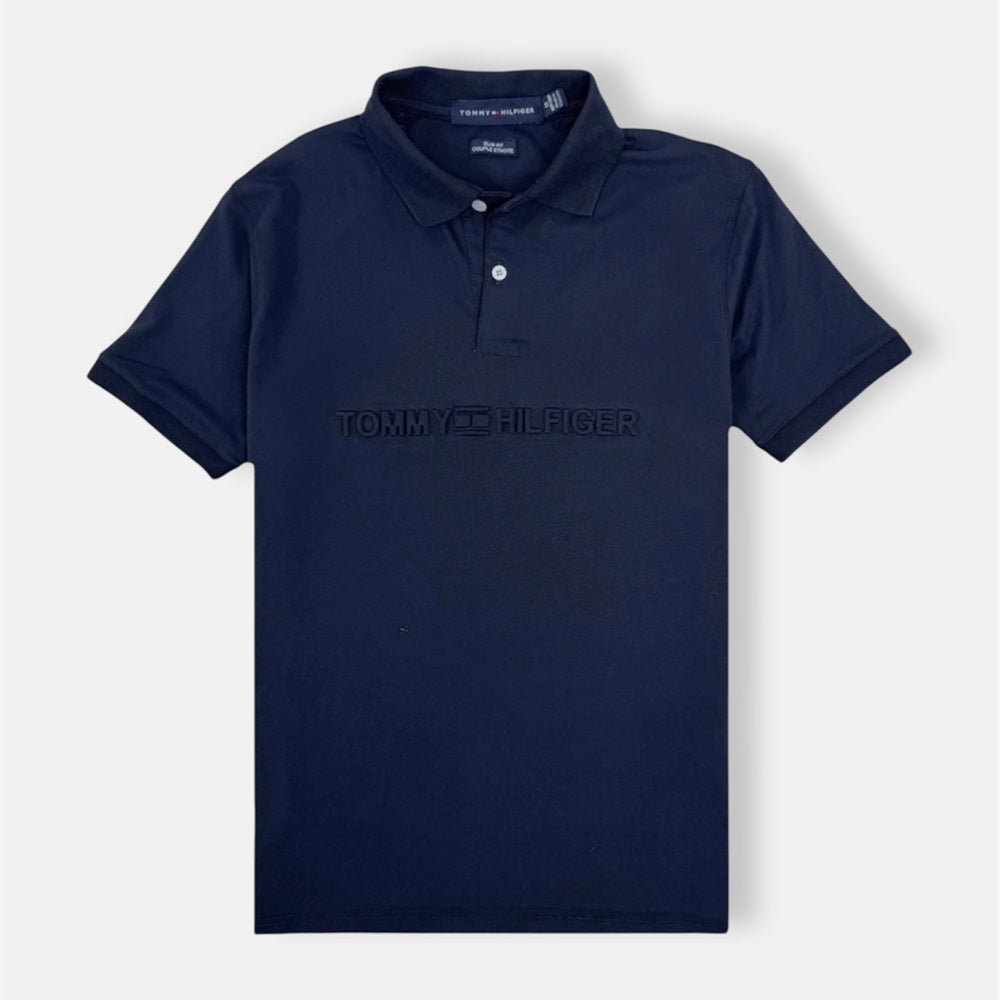 TH PREMIUM EMBOSSED LOGO POLO SHIRT (NAVY BLUE)