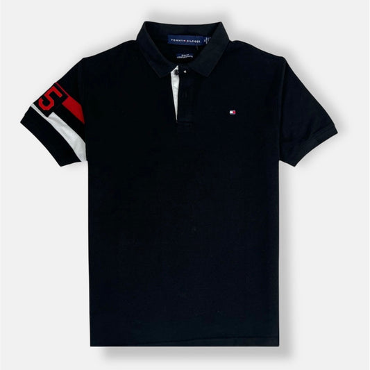 TH PREMIUM SLEEVE STRIPE POLO SHIRT (BLACK)