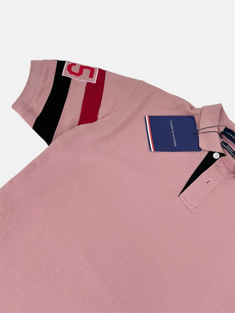 TH PREMIUM SLEEVE STRIPE POLO SHIRT (PINK)