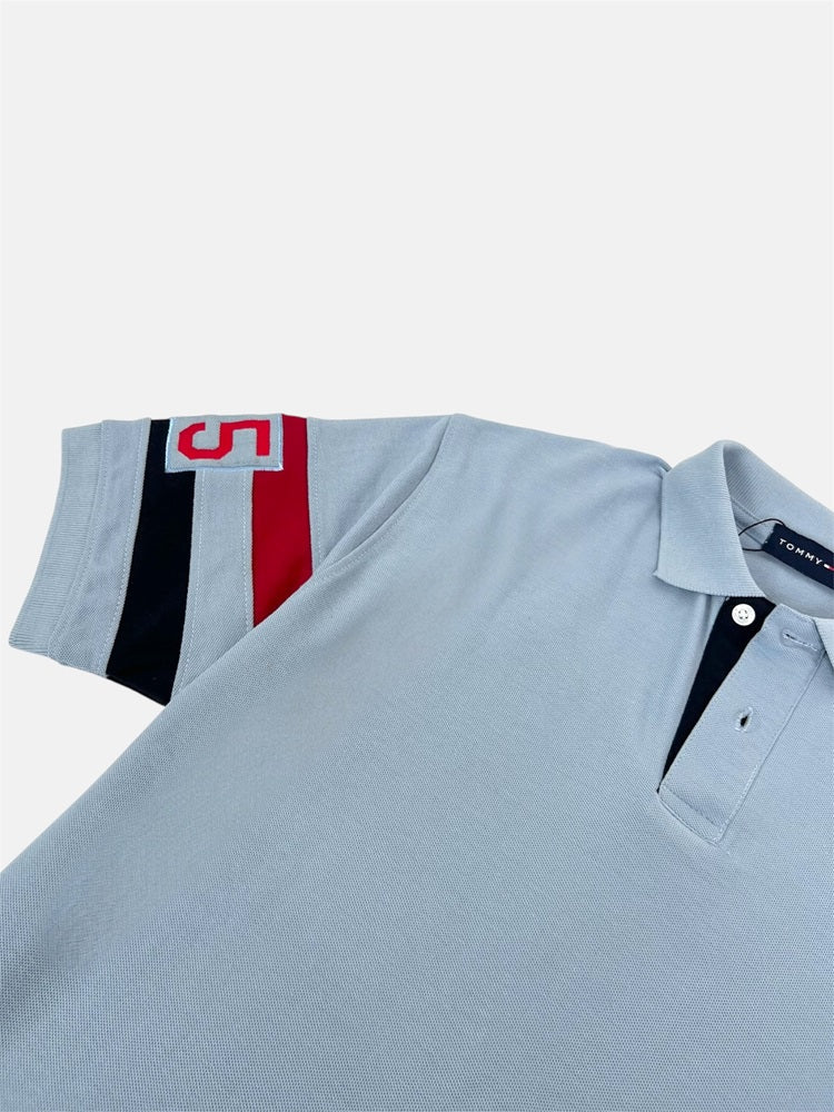 TH PREMIUM SLEEVE STRIPE POLO SHIRT (SKY BLUE)