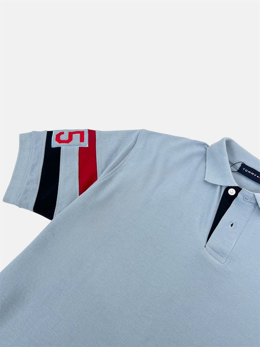 TH PREMIUM SLEEVE STRIPE POLO SHIRT (SKY BLUE)