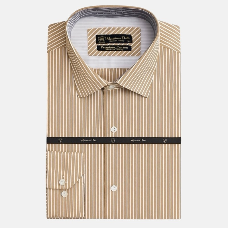 Mussimo Duti Imported Stripe Formal Shirt (Beige)