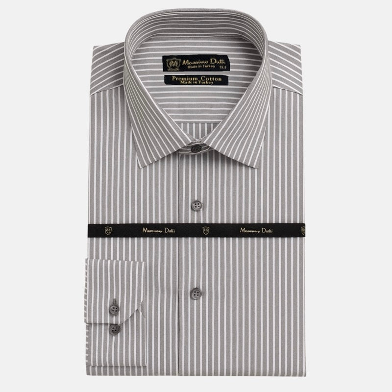 Mussimo Duti Imported Stripe Formal Shirt (Elegant Grey)