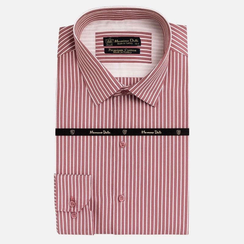 Mussimo Duti Imported Stripe Formal Shirt (Burgundy)