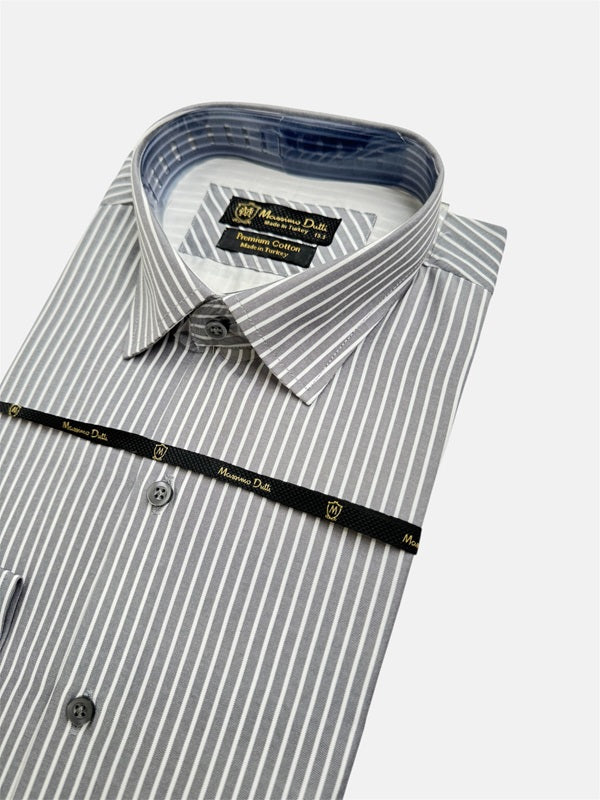 Mussimo Duti Imported Stripe Formal Shirt (Elegant Grey)