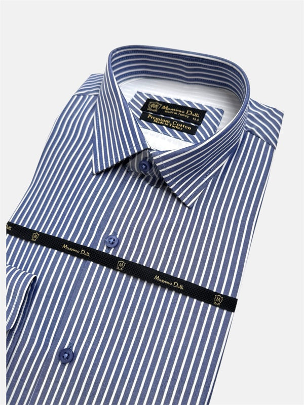Mussimo Duti Imported Stripe Formal Shirt (Blue)