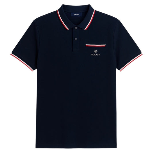 G.A.N.T Premium Pocket Stripe Polo Shirt (Black)