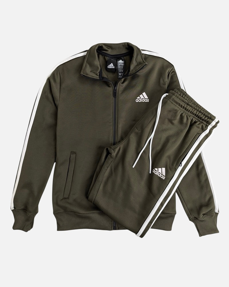 Addas Imported polyester Fleece Tracksuit (Olive Green)