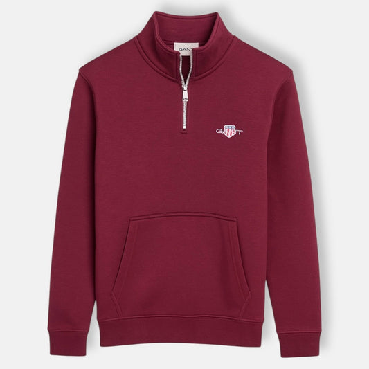 G.A.N.T PREMIUM COTTON FLEECE ZIP-UP (MAROON)