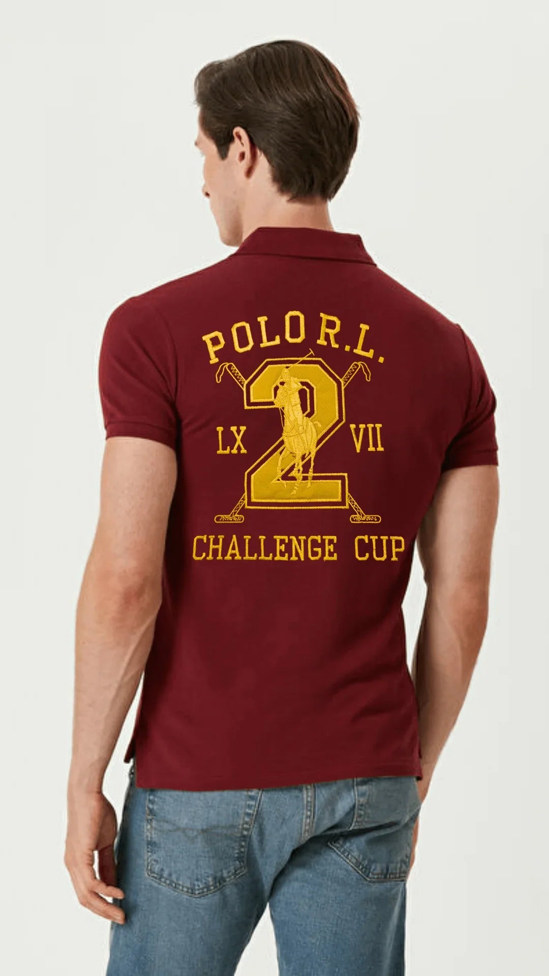 RL LIMITED EDITION FRONT/BACK EMBROIDERY POLO SHIRT (MAROON)