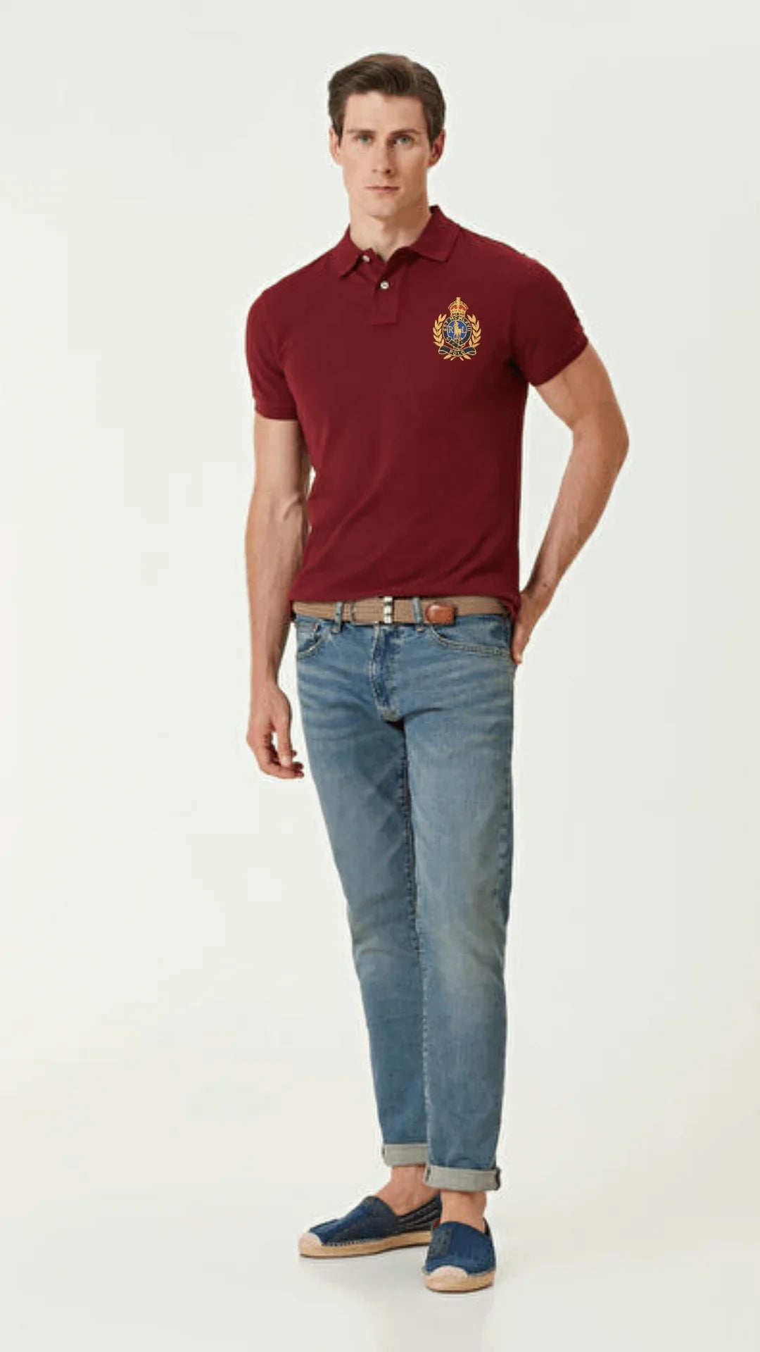 RL LIMITED EDITION FRONT/BACK EMBROIDERY POLO SHIRT (MAROON)