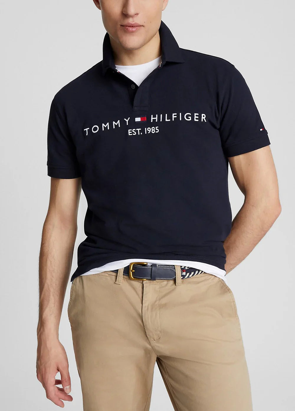 Tommy Premium Self Emb Polo Shirt (Navy Blue)