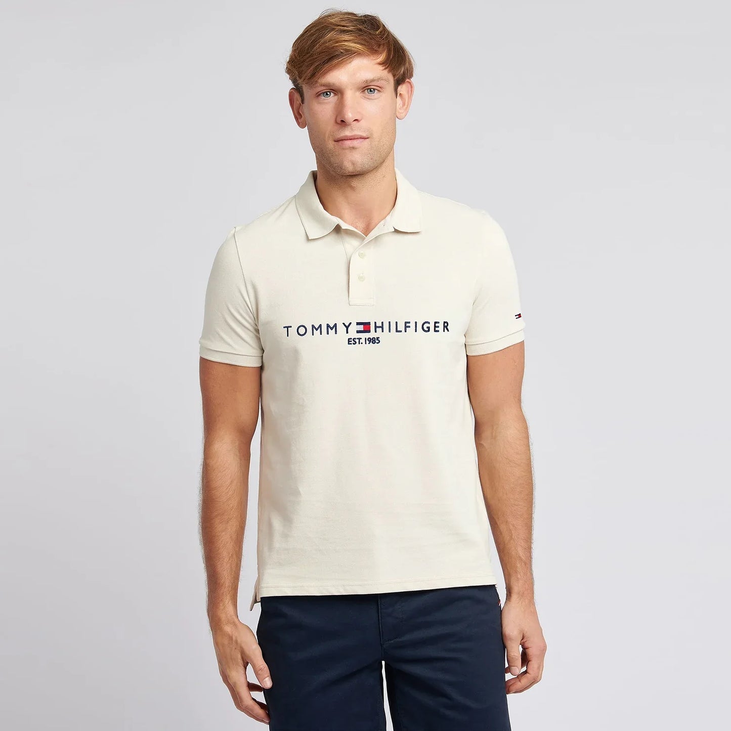 Tommy Premium Self Emb Polo Shirt (Off-White)