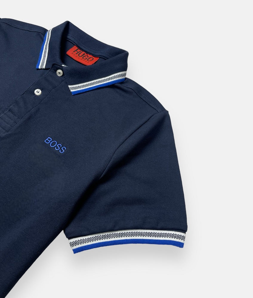 HGO BOS Imported Tipped-Collar Polo Shirt H1 (Navy Blue)